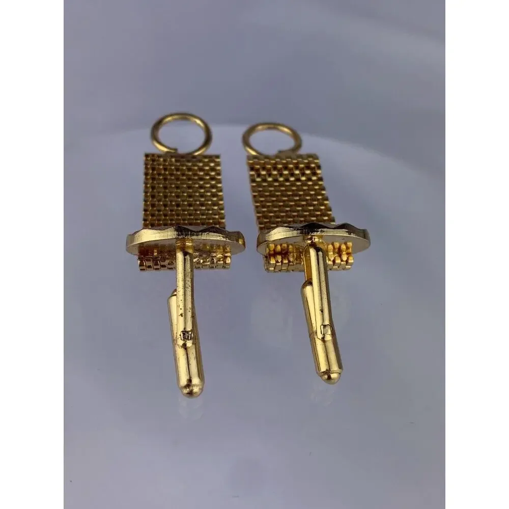 Bottle Cap Wrap Around Gold Tone Cufflinks Oval Modernist Mid Century Vintage
